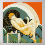 Vintage Art Deco Woman Reclining on Couch, Chompre Posters