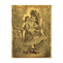 Vintage Art Girl With Doll Customisable Postcard