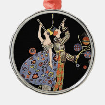 Vintage Art Nouveau Art Deco Holiday Party Christmas Tree Ornament