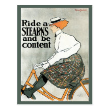Vintage art nouveau bicycle advert postcard