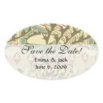 vintage art nouveau botanical art pattern oval stickers