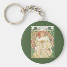Vintage Art Nouveau; Champenois; Alphonse Mucha Keychain
