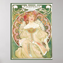 Vintage Art Nouveau; Champenois; Alphonse Mucha Poster