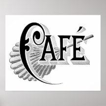 Vintage Art Nouveau French Chic Cafe Logo Poster