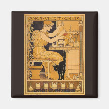Vintage Art Nouveau Love Conquers All Scientist Fridge Magnets