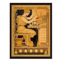 Vintage Art Nouveau Love Conquers All Scientist Post Card