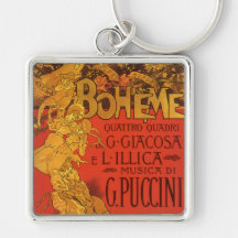 Vintage Art Nouveau Music; La Boheme Opera, 1896 Keychain