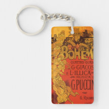 Vintage Art Nouveau Music; La Boheme Opera, 1896 Rectangle Acrylic Key Chain