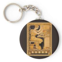 Vintage Art Nouveau Poster Amor Vincit Omnia, 1896 Keychains