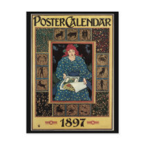 Vintage Art Nouveau; Poster Calendar, 1897 Post Cards