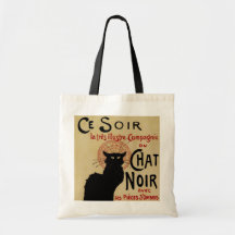 Vintage Art Nouveau Poster; Ce Soir Chat Noir Canvas Bags