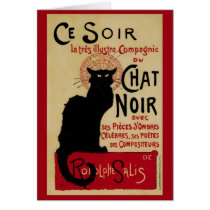 Vintage Art Nouveau Poster; Ce Soir Chat Noir Greeting Cards