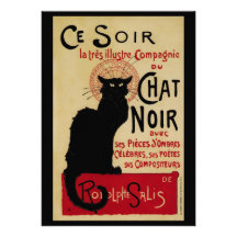 Vintage Art Nouveau Poster; Ce Soir Chat Noir Invitations
