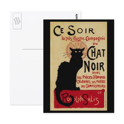 Vintage Art Nouveau Poster; Ce Soir Chat Noir Post Card