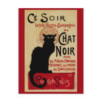 Vintage Art Nouveau Poster; Ce Soir Chat Noir Postcards