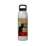 Vintage Art Nouveau Poster; Ce Soir Chat Noir Reusable Water Bottles