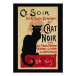 Vintage Art Nouveau Poster; Chat Noir Halloween Invitations