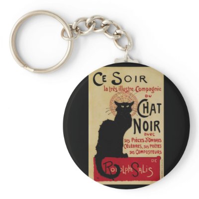 Vintage Art Nouveau Poster; Chat Noir Keychain