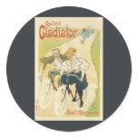 Vintage Art Nouveau Poster; Gladiator Cycles Round Sticker