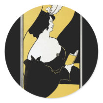 Vintage Art Nouveau Poster; The Yellow Book Round Sticker