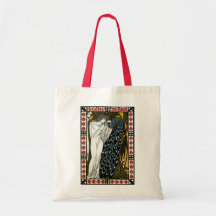 Vintage Art Nouveau; This Kiss, Woman with Peacock Bag