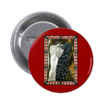 Vintage Art Nouveau; This Kiss, Woman with Peacock Pinback Button