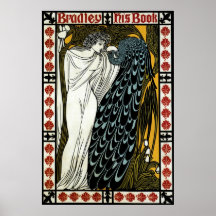 Vintage Art Nouveau; This Kiss, Woman with Peacock Print