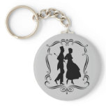 Vintage Art Silhouette Elegant Man Woman Keychain