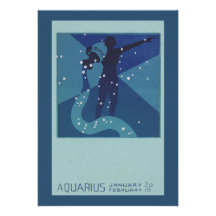 Vintage Astrology Aquarius Constellation Zodiac Announcements
