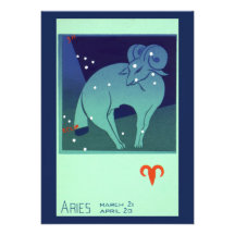 Vintage Astrology Aries Ram Constellation Zodiac Personalized Announcement