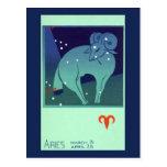 Vintage Astrology Aries Ram Constellation Zodiac Post Card