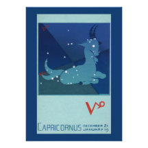 Vintage Astrology Capricorn Constellation Zodiac Invitations