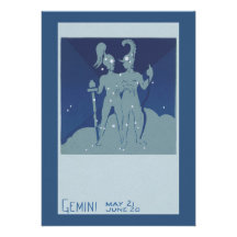 Vintage Astrology Gemini Twin Constellation Zodiac Personalized Invite