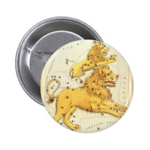 Vintage Astrology Leo Lion Constellation Zodiac Button