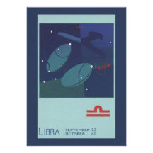 Vintage Astrology Libra Scale Constellation Zodiac Invite