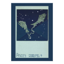 Vintage Astrology Pisces Fish Constellation Zodiac Personalized Invite