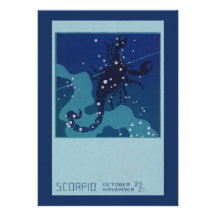 Vintage Astrology, Scorpio Constellation, Zodiac Personalized Invitations