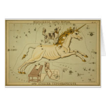 Vintage astronomy astrology Monoceros unicorn Greeting Card