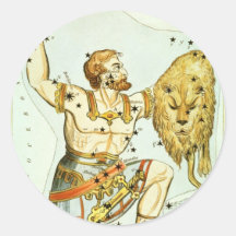 Vintage Astronomy, Celestial, Orion Constellation Round Stickers