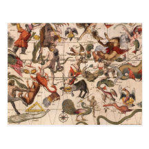 Vintage Astronomy, Celestial Star Chart Map of Sky Postcard
