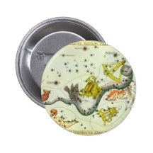 Vintage Astronomy, Hydra Snake Constellation Stars Button