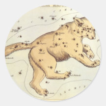 Vintage Astronomy, Ursa Major Constellation, Bear Round Sticker