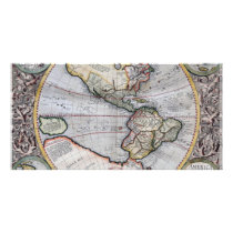 Vintage Atlas World Map Customized Photo Card