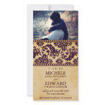 Vintage Aubergine Damask Lace Save the Date Photo Greeting Card