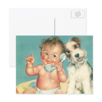Vintage Baby on the Phone Postcards