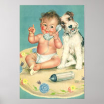 Vintage Baby on the Phone Posters
