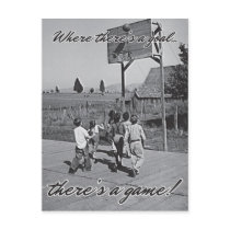 Vintage Backyard Basketball Postcard