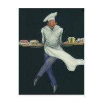 Vintage Baker with Pastries and other Desserts Postcard