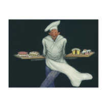Vintage Baker with Pastries and other Desserts Post Card