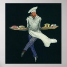 Vintage Baker with Pastries and other Desserts Poster